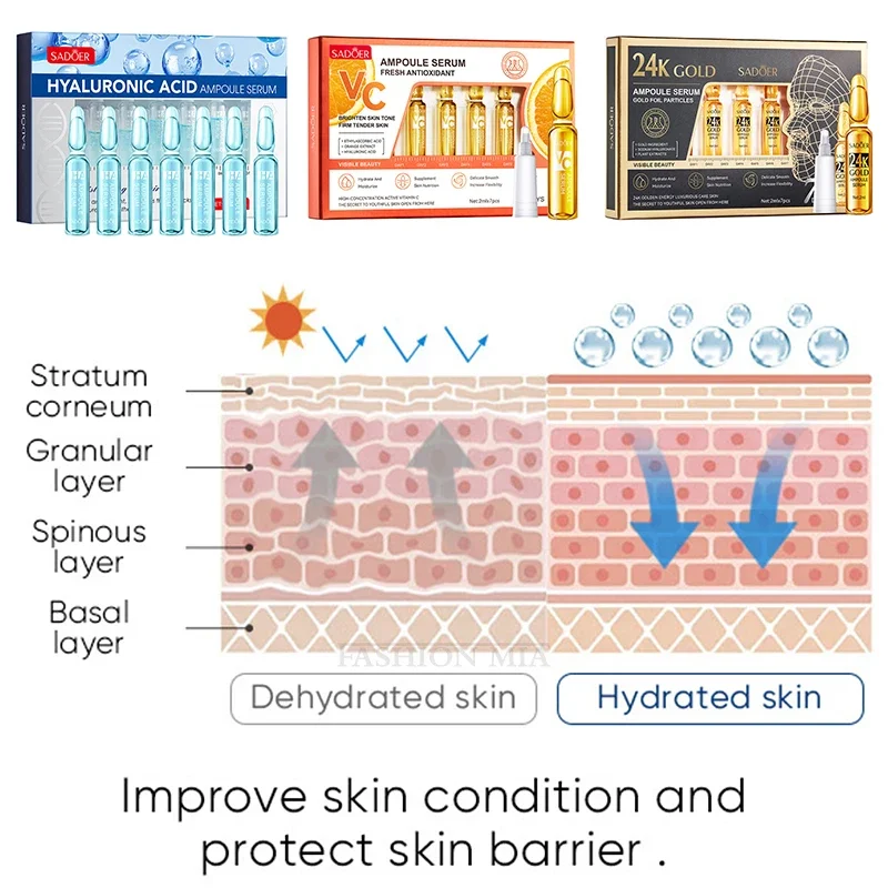 الكورية 24K الذهب مصل حمض الهيالورونيك بروتين الموضوع رفع حشو ماصة بروتين الكولاجين الموضوع فيتامين C جوهر الوجه #3