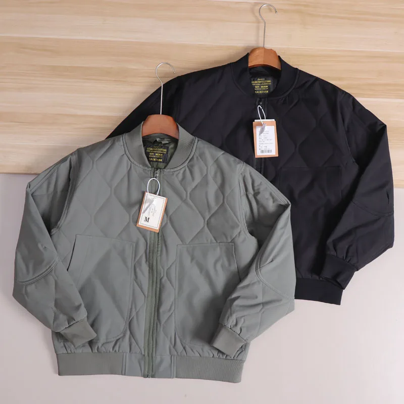 

American Sle Diamond Stitching Cotton Jaet Windproof Warm Autumn Winter Men's Faion Thiened Flight Baseball Cotton Coat