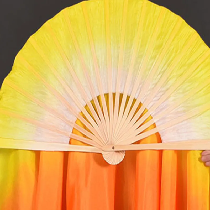 Velo de ventilador de doble cara para adultos, 100% seda, fuego, llama, arte, adoración, danza del vientre, accesorios de actuación en escenario, Color personalizado