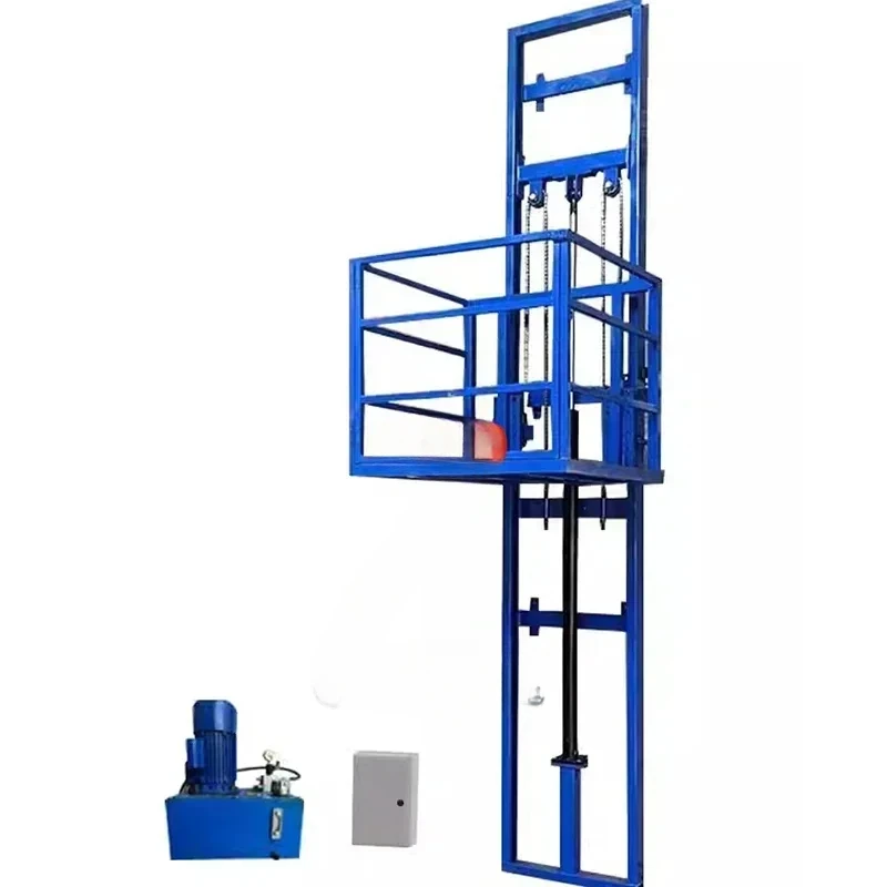 Elevador Doméstico  Carga De 3M, Elevador De Carga Hidráulico  500KG, Plataforma  Elevación  Carril Guía  Almacén Pequeño