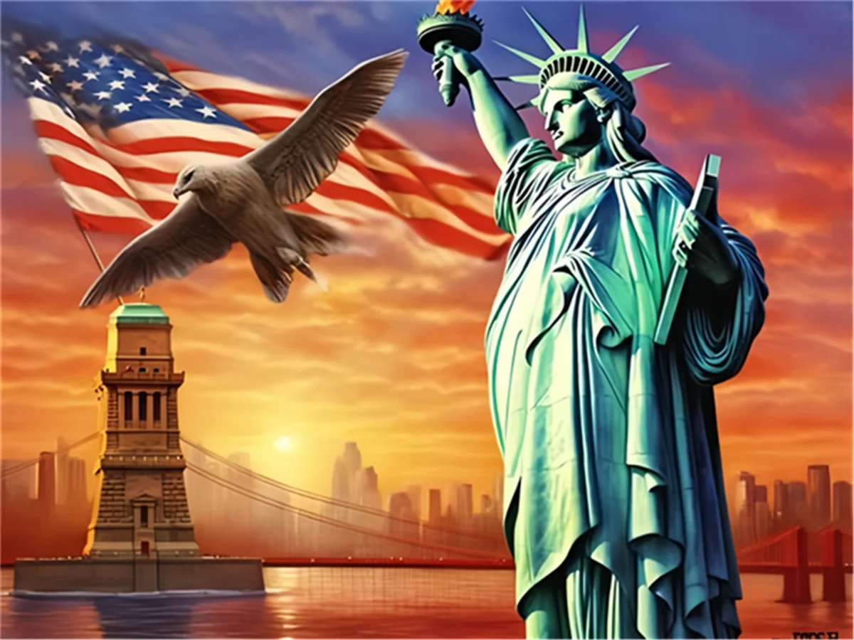 

Пазлы, 50 шт. для взрослых, статуя Свободы, орлы, американский флаг, подъем солнца, прочные кусочки, сложная семейная деятельность, отличная