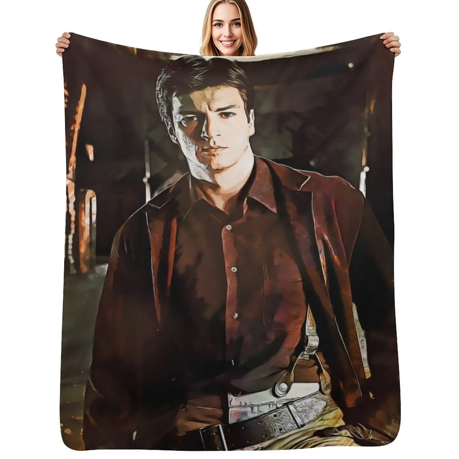 

Captain Malcolm Reynolds - FIREFLY Throw Blanket Soft Bedroom Blanket for Night Sleeping
