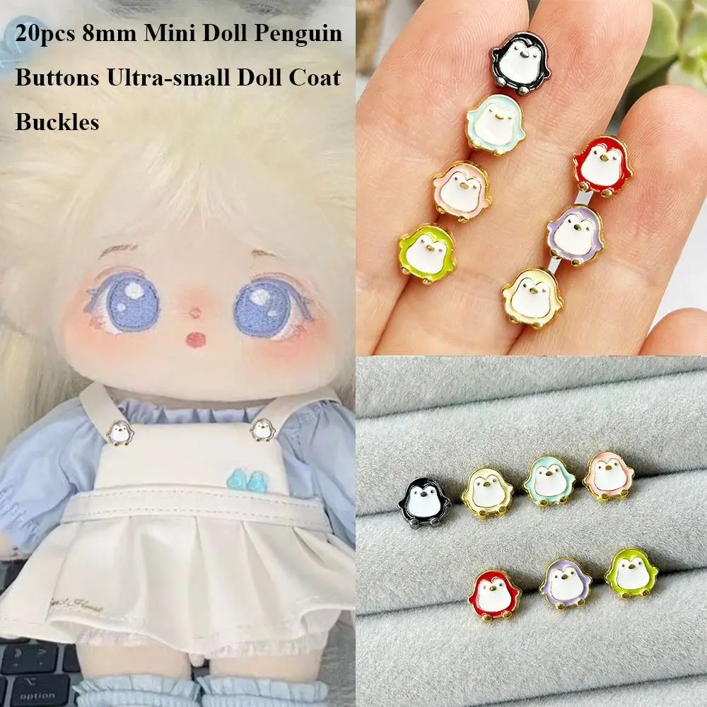 20pcs New 8mm Doll Penguin Buttons DIY Mini Ultra-small Doll Buckles Handmade Doll Clothing Buckles 1/6 Doll Clothes Accessories