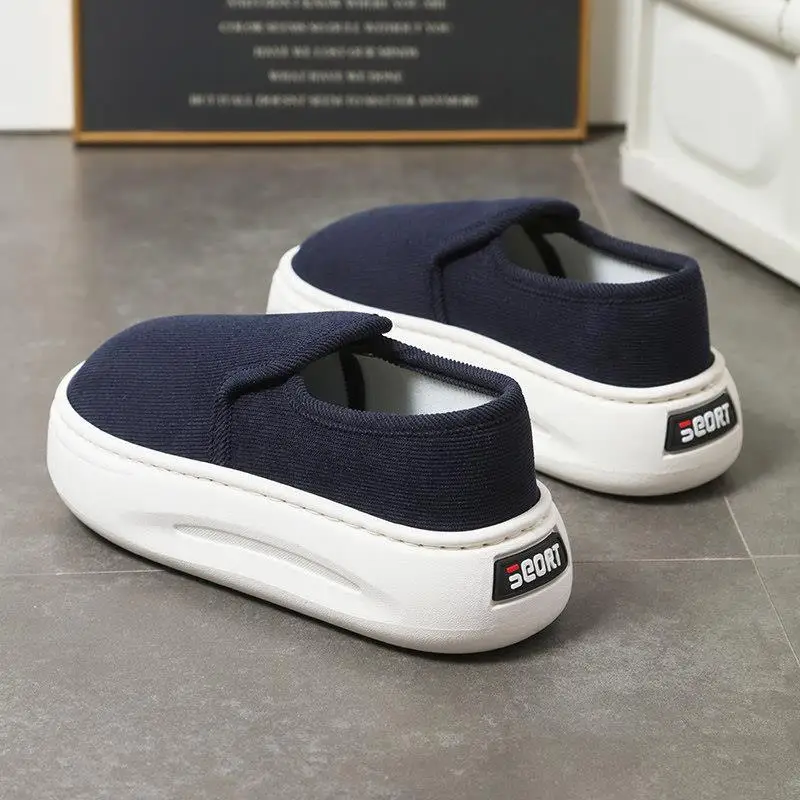 

Unisex Thick Bottom Anti-Slip Slip-On Canvas Shoes Breathable Linen Sole Beijing Style Casual Sneakers Spring Summer Footwear