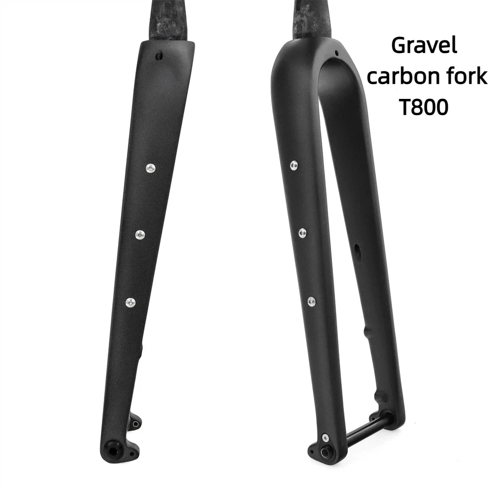 Horquilla de Ciclismo de Fibra de Carbono para Gravel, Carretera y Todoterreno T800 700C Mate con Eje Pasante de 100mm