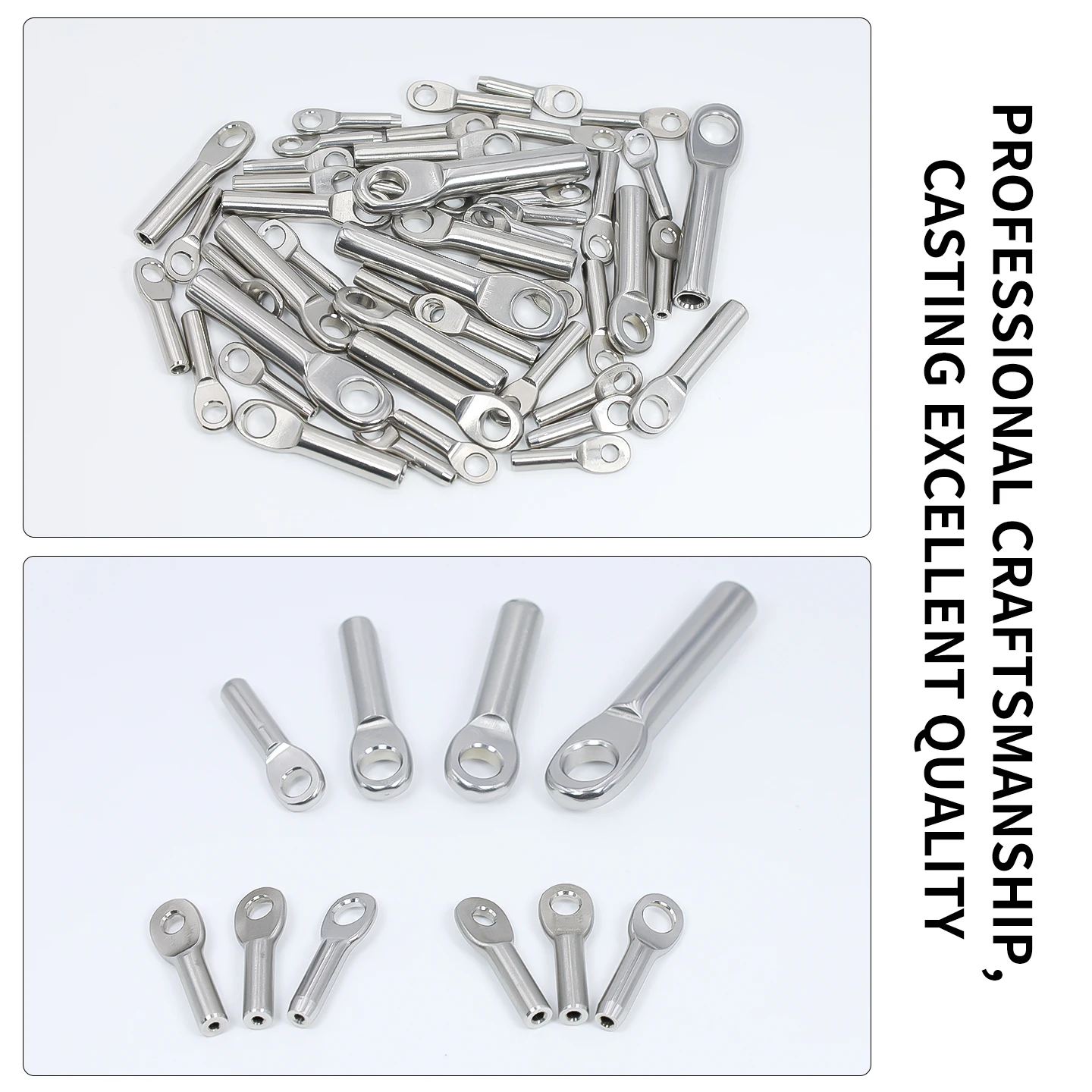 10 SZT. zacisków do lin stalowych ze stali nierdzewnej 304, zaciski do liny z końcówką zaciskową 1,5-6 mm, zaciski oczkowe do łączenia lin