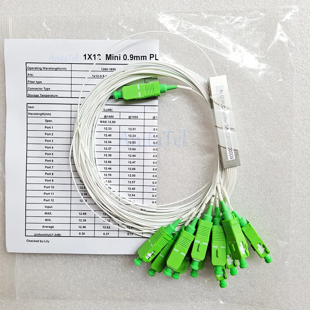 Imagem -02 - Fibra Óptica Divisor 1x12 sc Apc sm 1m Ftth 1:12 Plc G657a1 Pvc 1m