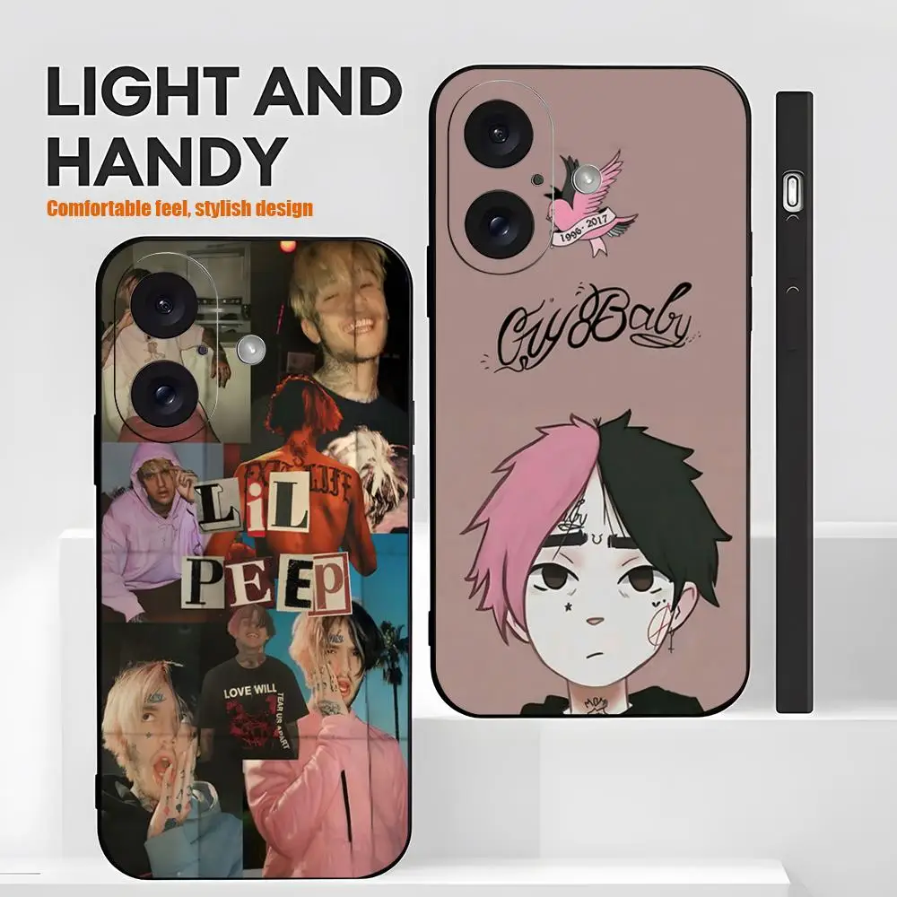 L-Lil Peep Famous Star Popular  Phone Case For iPhone 17 16 15 14 13 12 X XR XS 8 Plus Mini Pro Max Soft black Shockproof Cover view 2