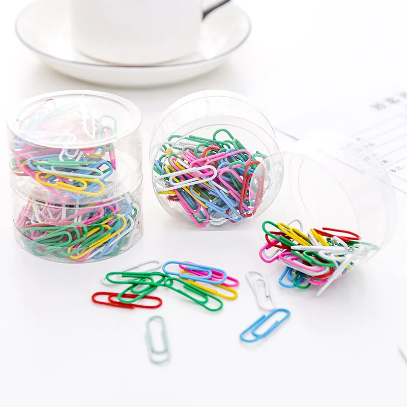 50pcs Pins Paper Clip Holder Dispenser Bulticolor Pinch Clips Hair pins Fine Office School Binding Supplies 28*8mm