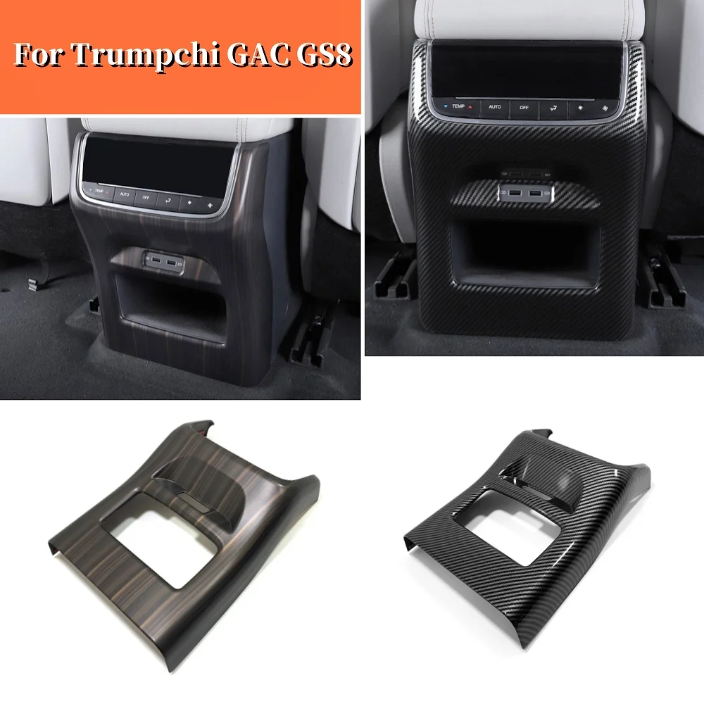 

For Trumpchi GAC GS8 2022 2023 2024 ABS Carbon Car Rear Seat Air Condition Outlet Vent USB Frame Cover Trim styling accessories