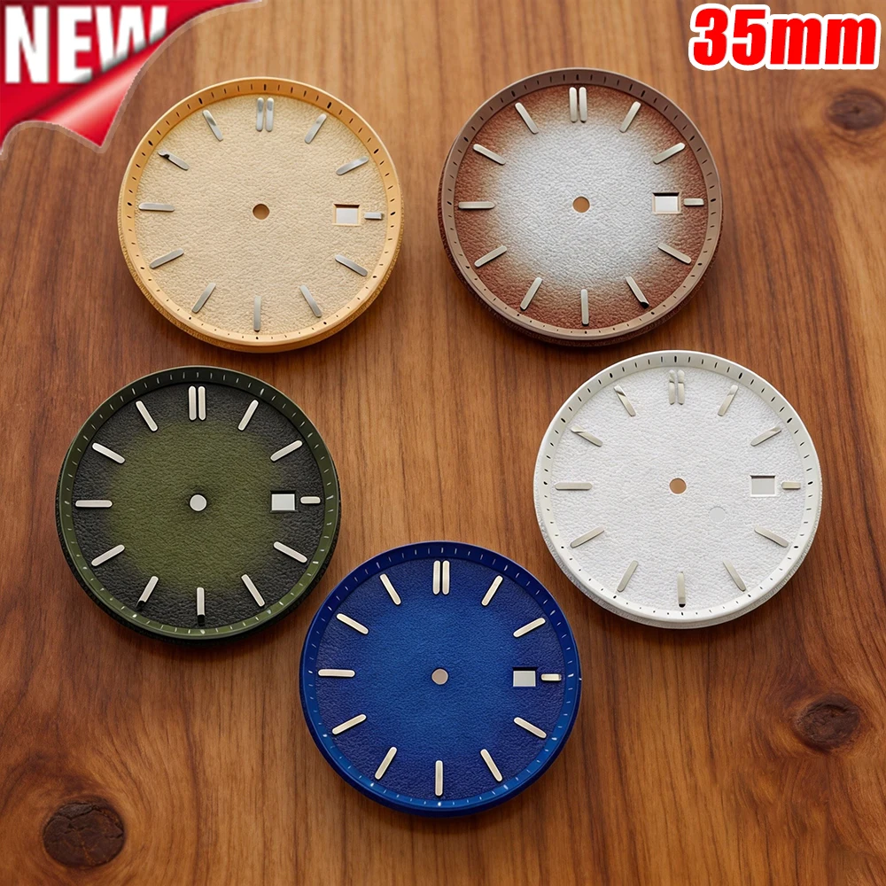 Cadran de montre dégradé mat texturé radial 35 mm pour mouvement automatique Seiko NH35 NH36, sans logo, pièces de rechange pour modification