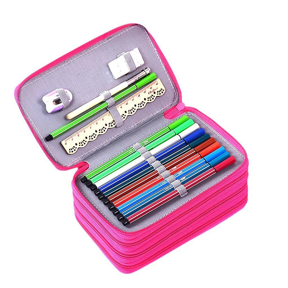 

Pencil Case Durable Nylon Multi Layer Holder with Handle Eraser Sharpener Slots for Girls Boys Artists Students Large