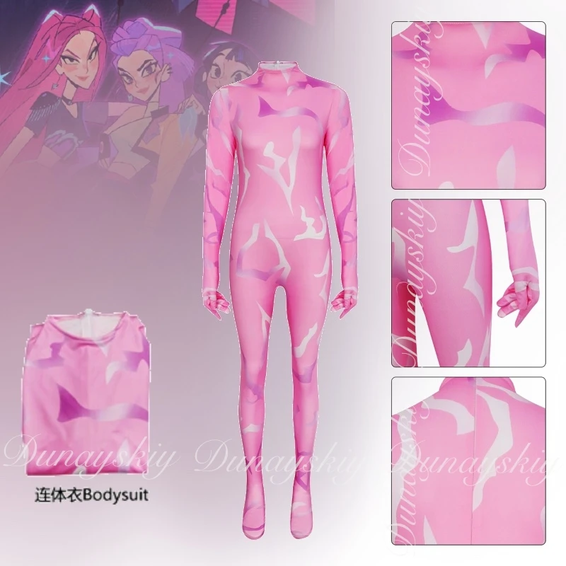 

KPop Demon Hunters Movie Three Charaters Rumi Mira Zoey Косплей с охотчем дьявола Розовый комбинезон Косплей Костюм Полный костюм