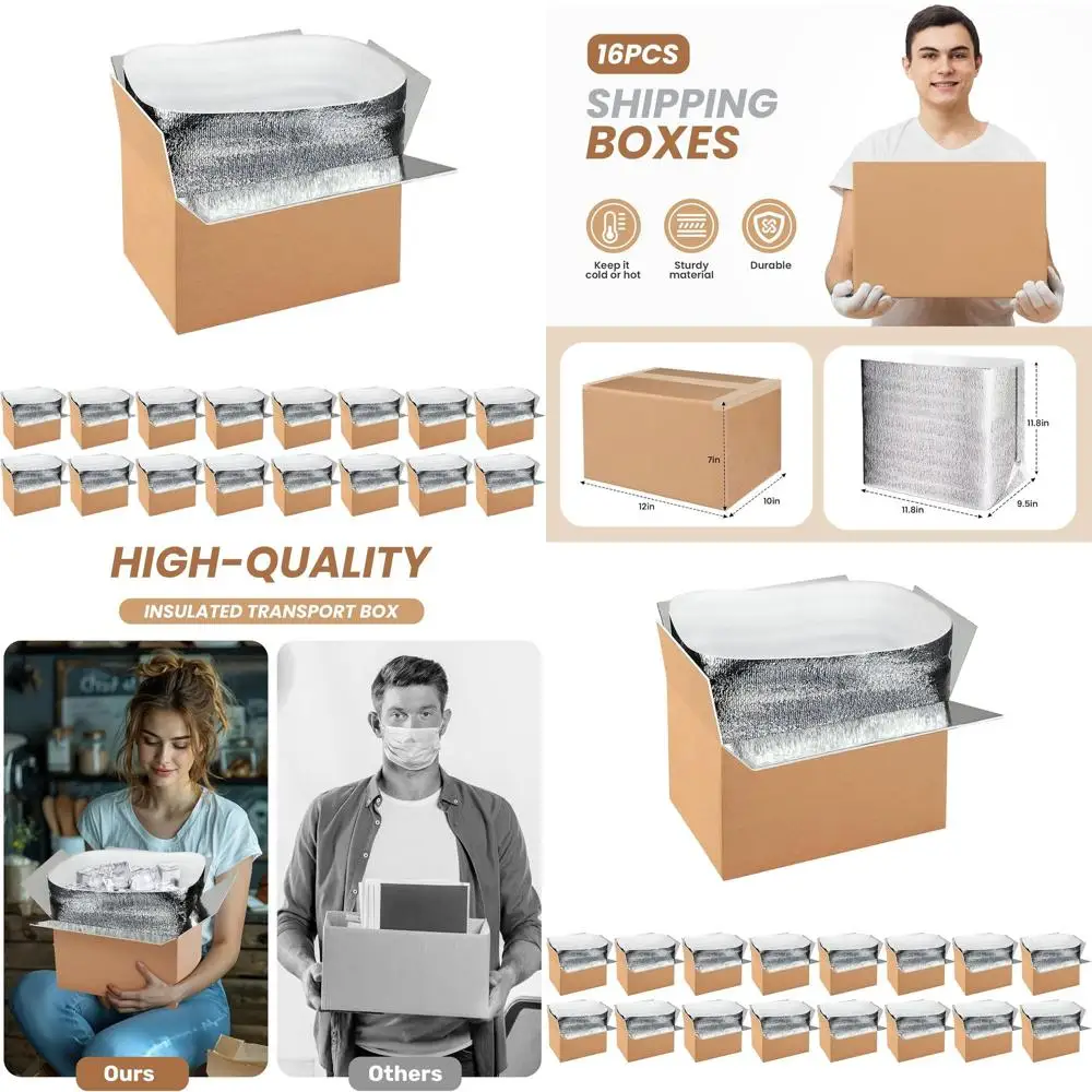 Caixas de Envio Isoladas Reutilizáveis com Revestimento de Óleo para Itens Frios ou Congelados, 12x10x7 Polegadas