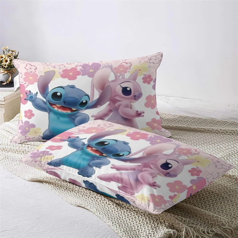 Imagem -04 - Stitch e Lilo Cartoon Duvet Cover Bonito Conjunto de Cama Kawaii com Zipper Tie Adequado para Adolescente Menino e Menina Único Duplo Pcs Pcs