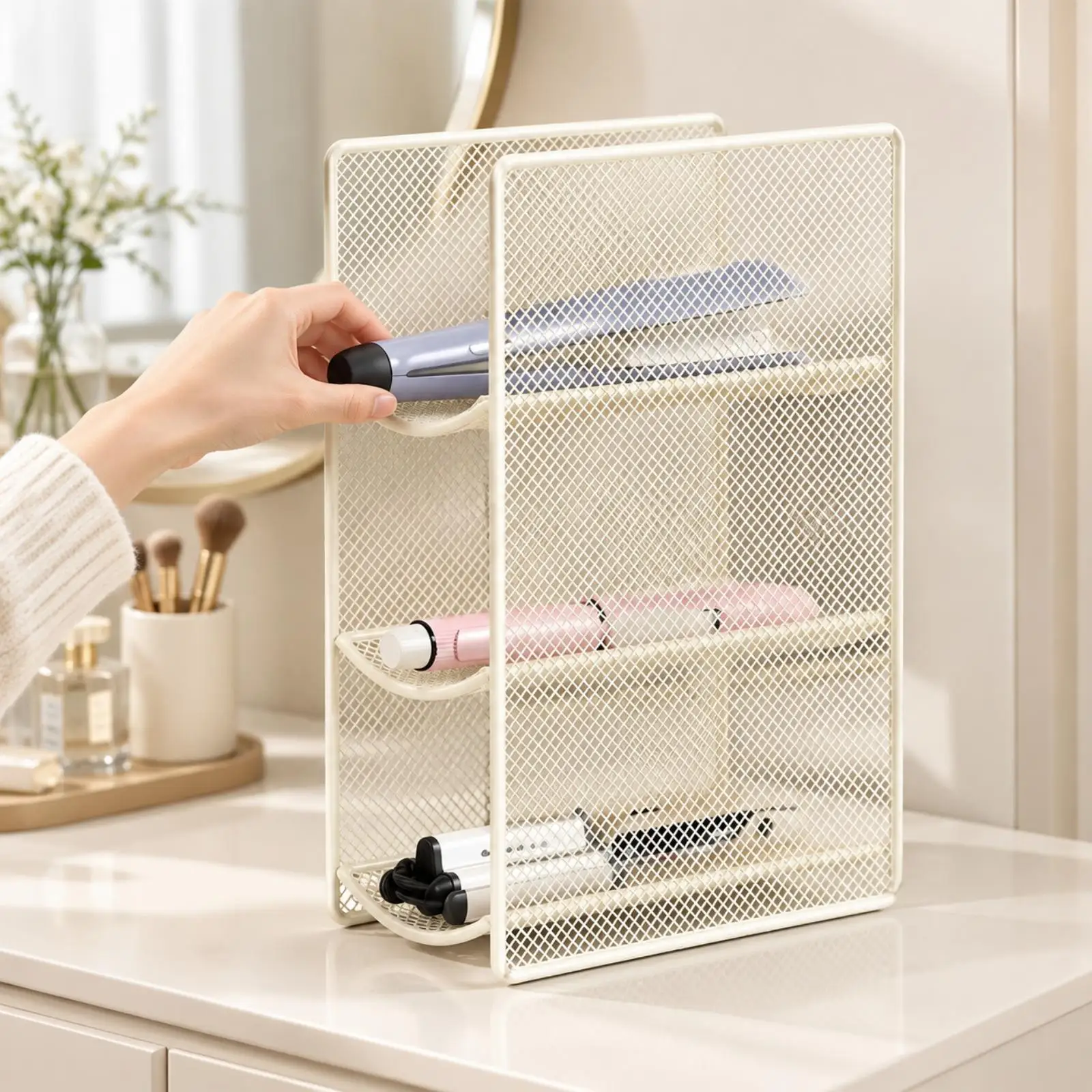 Hair Styling Tools Storage Tower with Ventilated Shelves for Drying Straightening Wands