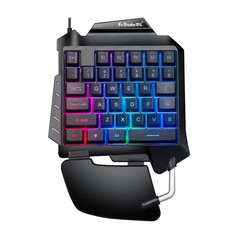 ZLRLMHY LED Backlit Portable Mini Gaming Keyboard, One Handed Gaming Keyboard, PC PS4 Xbox Game Controller