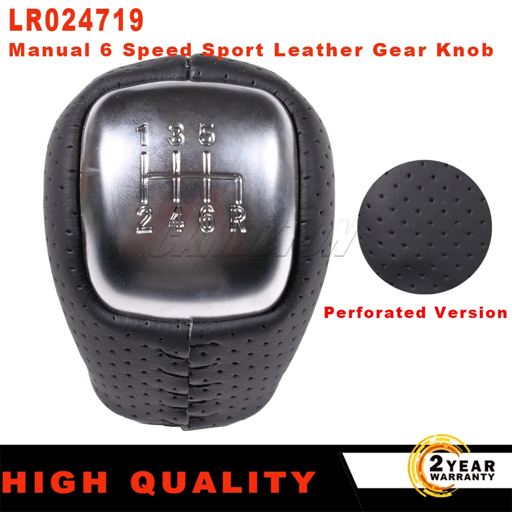 Für Range Rover Evoque 2011–2018, manueller 6-Gang-Sport-Leder-Perforationsversion, Schaltknauf in Schwarz LR 024719   LR 024721