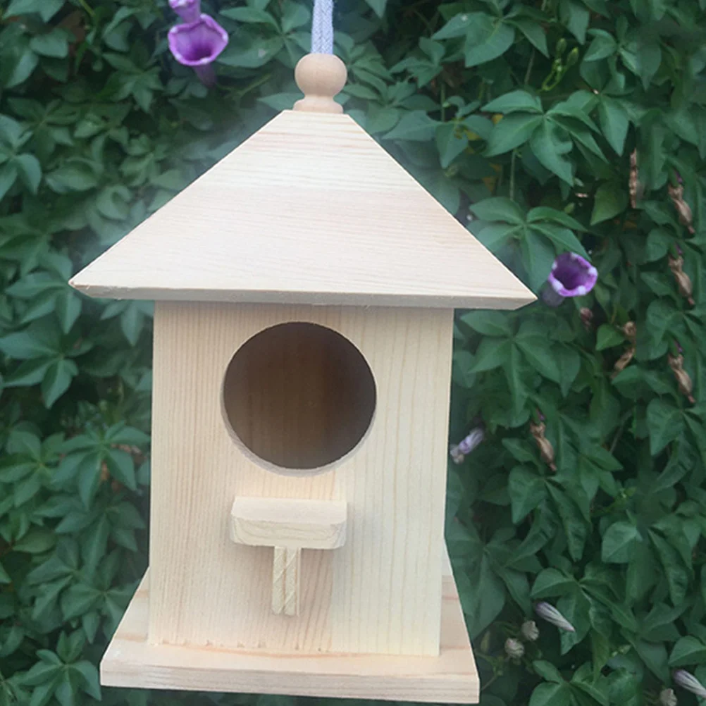 

1Pcs Wood Bird Nest Strong Natural Material Hanging Bird Cage for Pet Birds Comfortable Entry Exit Garden Yard Decoration