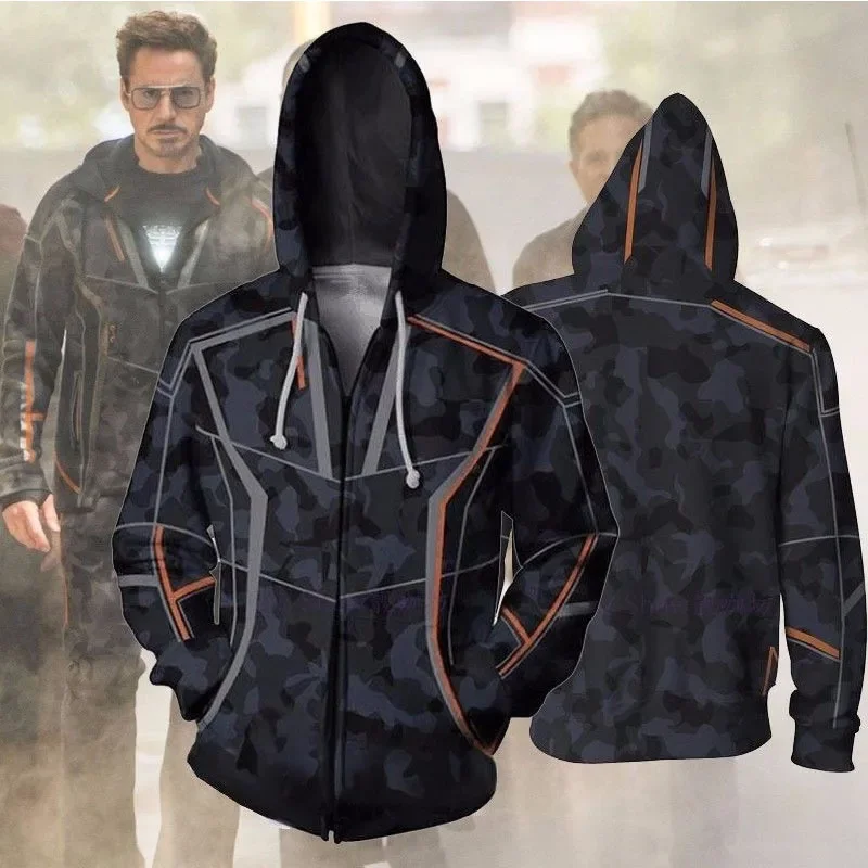 Supereroe Tony Stark Cosplay Felpa con cappuccio Pullover Tute larghe casual Autunno Primavera Top Pantaloni Felpe