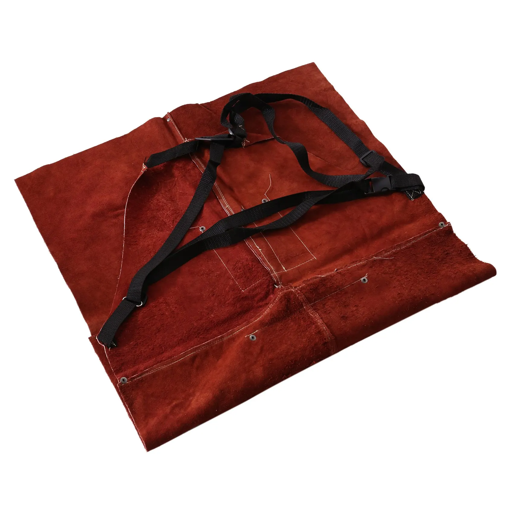 BAAG-Leather Welding Apron - Heat & Flame-Resistant Heavy Duty Work Forge Apron With 6 Pockets, 42Inch Large