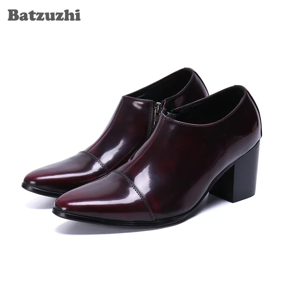 

Batzuzhi 7cm High Heels Formal Leather Shoes Pointed Toe Leather Ankle Boots Men Botas Hombre Party and Wedding Footwear for Men