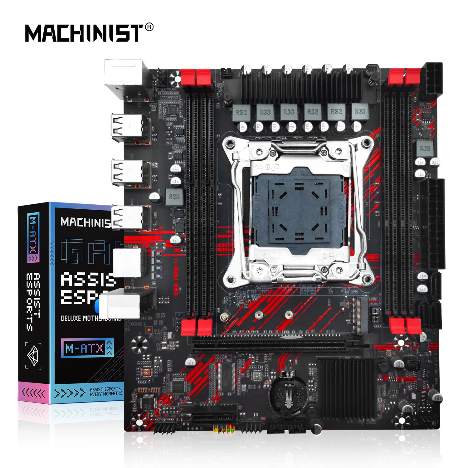 

MACHINIST X99 PR8-H Motherboard LGA 2011-3 Slot Suport Xeon CPU E5 2666/2673/2696 V3 Processor DDR3 Memory RAM NVME M.2 USB 3.0