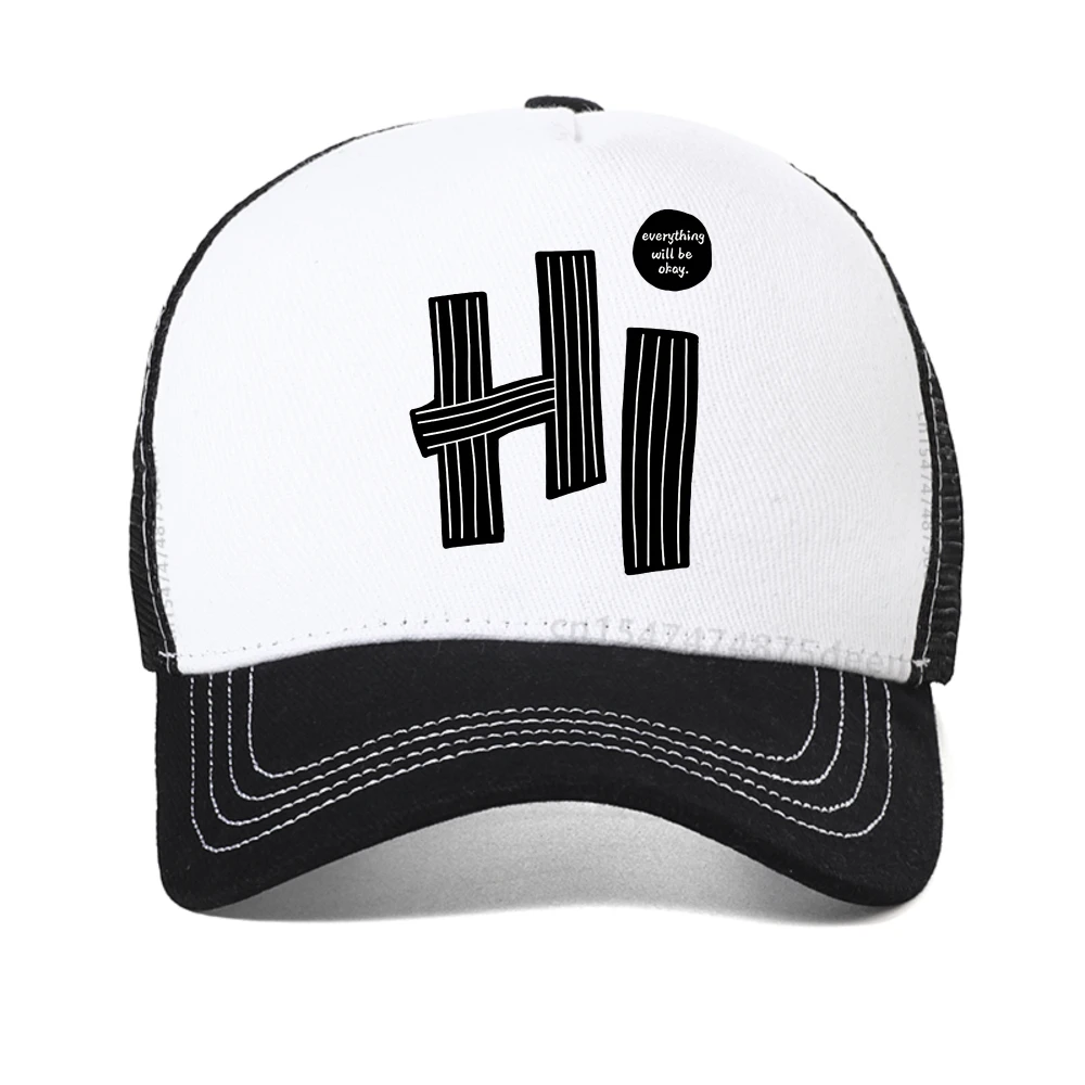 

Summer men's casual hi letter pattern printed baseball cap fashion Summer outdoor mesh snapback hats adjustable trucker hat