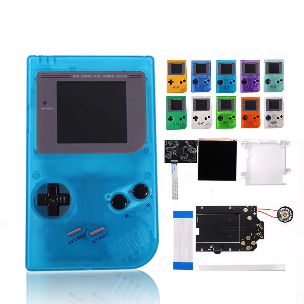 DMG RIPS LCD IPS Q5 Screen Kit OSD Backlight Color Model Retro Pixel For Game Boy GBO/DMG Pre-Cut shell with Pre-Solder Speaker