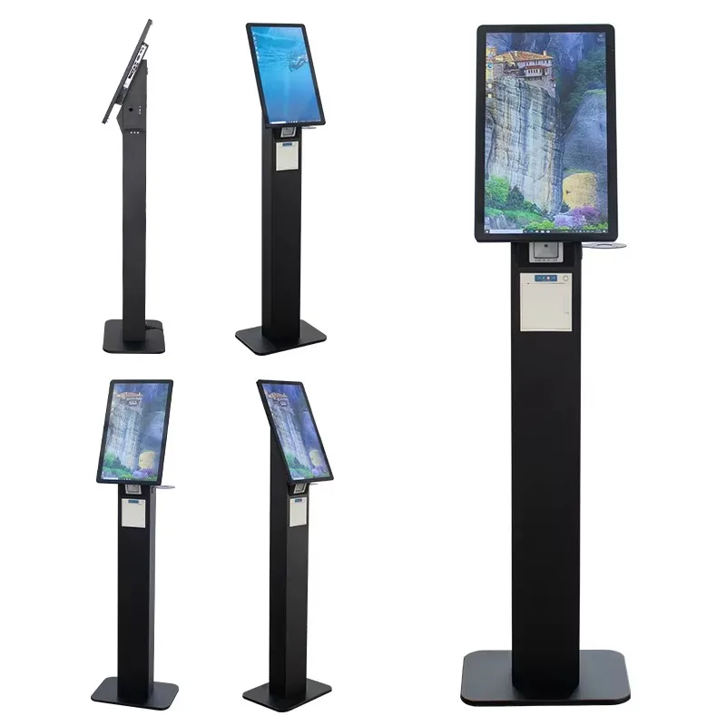 Indoor 15.6 Inch Stand 10 Point Capacitive Touch Order Screen Queue Terminal Self Service Ticket Printing Kiosk  for Airport