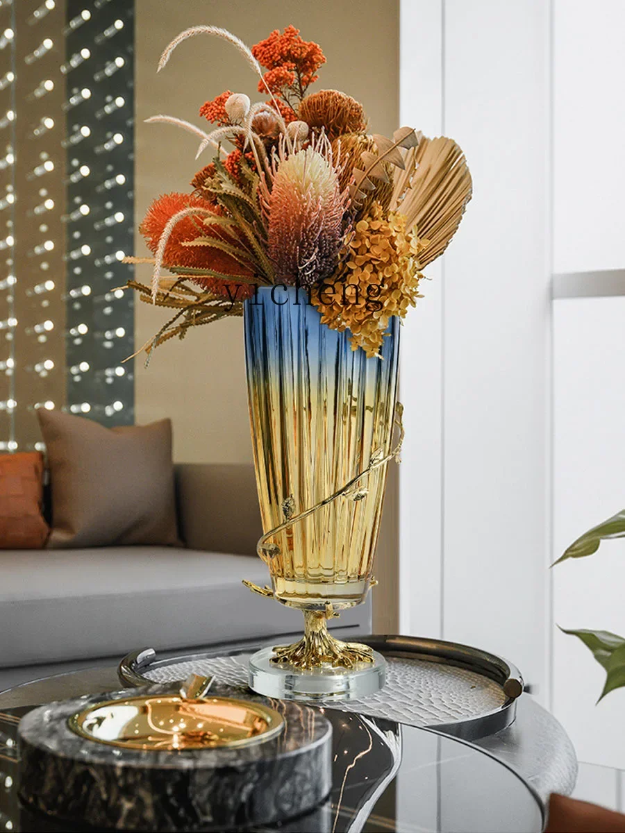 A2-2  glass vase model room coffee table dining table storage tank fruit plate combination flower ornament