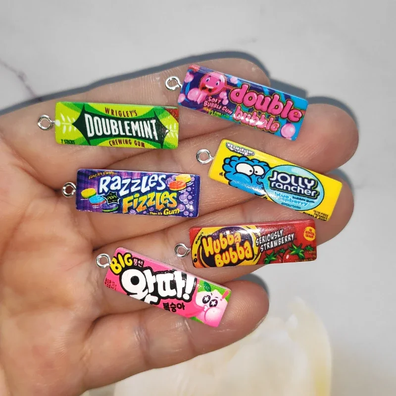 10pcs Mini Chewing Gum Charms Colorful Candy Pendants Resin Food Flatback Scrapbooking DIY Jewelry Making Bracelet Earring Craft