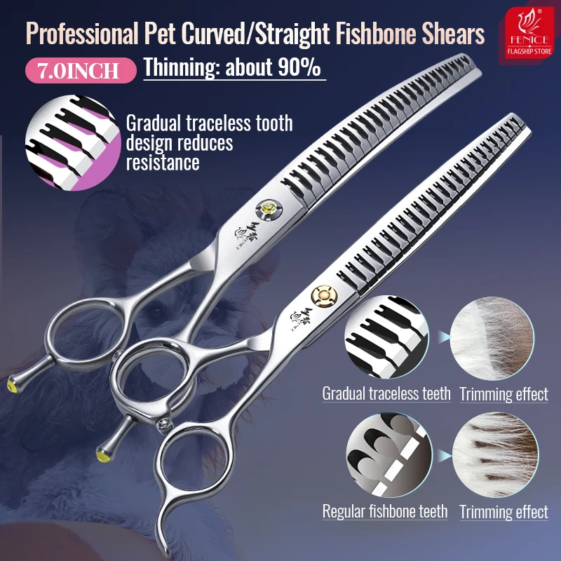 Fenice Professional VG10 Steel 6.25/6.5/7 inch Dog Grooming Shears Pet Curved/Straight/Thinning/Chunker Scissors