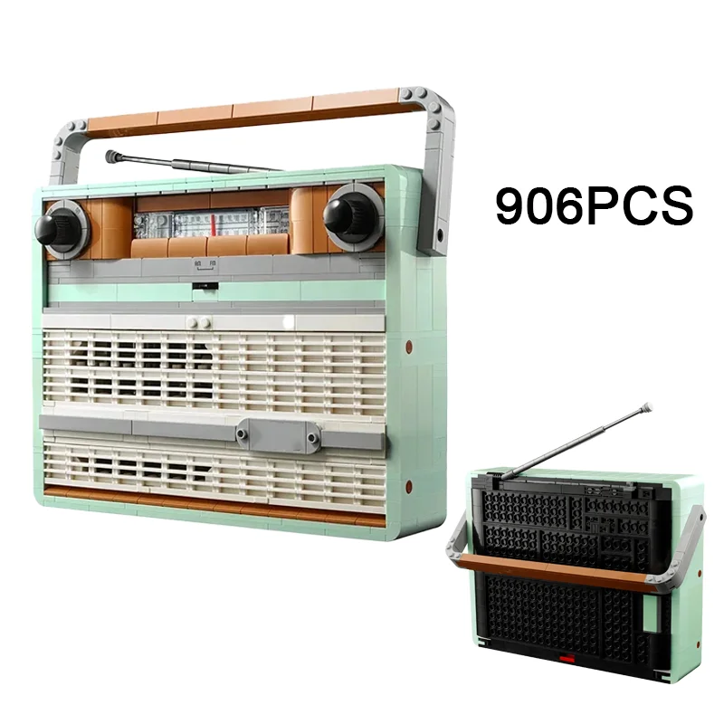 

906 шт., креативная винтажная радиомодель 1970-х годов, строительные блоки, ретро-транзистор, набор строительных кирпичей, игрушки, подарок для детей