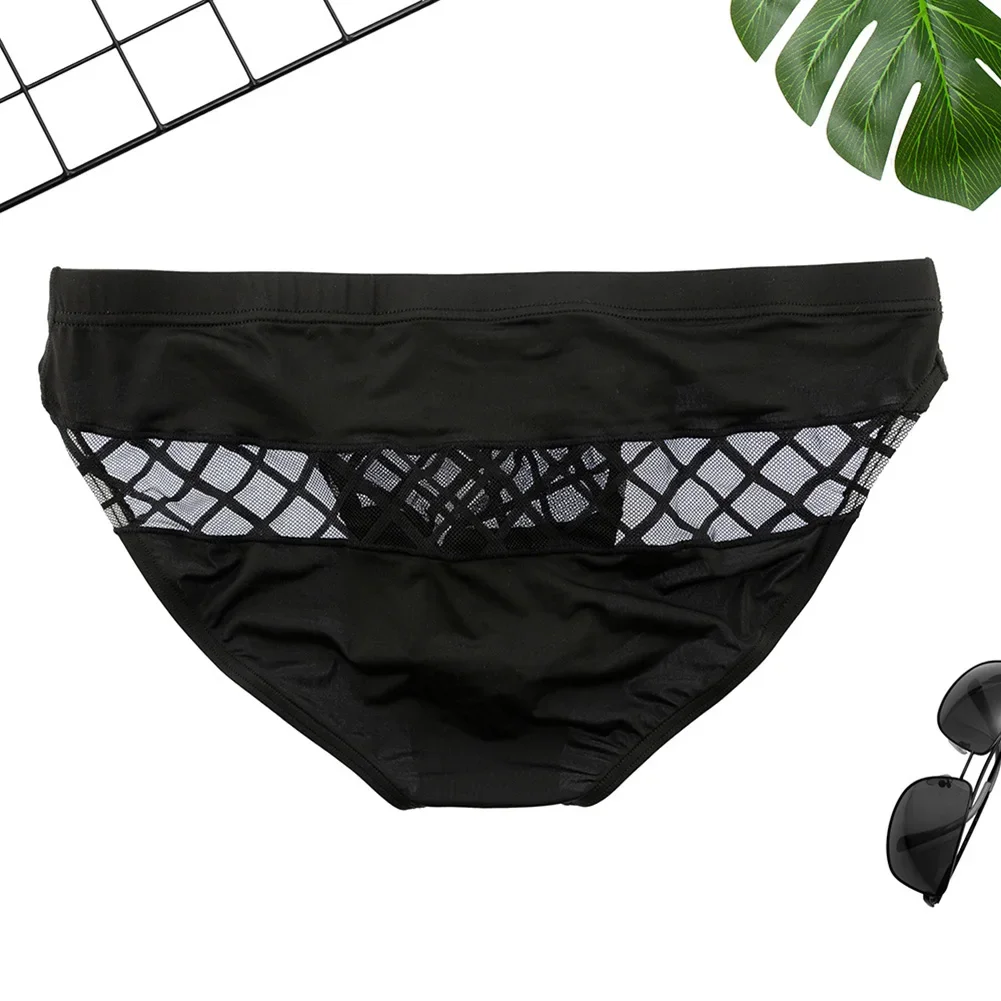 Men Sexy Fine Mesh Breathable Briefs Bulge Pouch Panties Comfortable Soft Underwear Solid Color Quick-drying Underpants