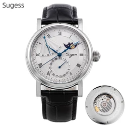 Sugess Moonphase Men's Watch Automatic Mechanical Watches for Tianjin Movement Sapphire Glass Water Resistant Wristwatches New