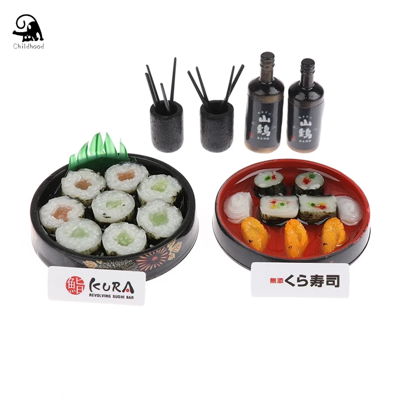 1 STKS Kawaii Mini 1/6 Schaal Miniatuur Poppenhuis Japanse Sushi Rijst Voedsel Voor Poppenhuis Keuken Accessorie Speelgoed