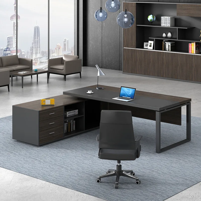 

Simple and modern big class desk President desk Manager desk Supervisor desk Financial desk Office desk and chair combination