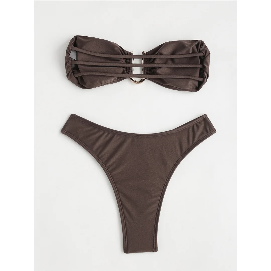 Neuer 4-Farben U-Ausschnitt Bandeau Brasilianischer Bikini Damen-Badeanzug Zweiteiliger Bikini-Set Badebekleidung Badeanzug V4965 – Detail 24