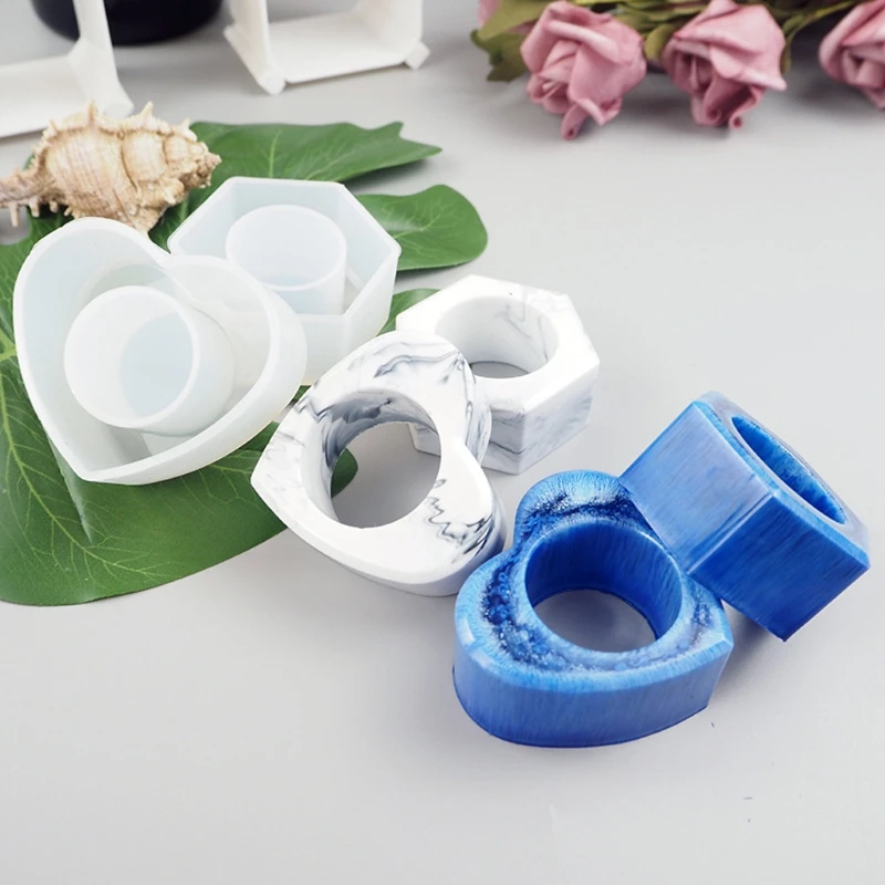 E15E 4Pieces Acrylic Napkin Rings Bud Vase Flower Holder Epoxy Resin Casting Mould Tissue Box Cover Napkin Holder Supply