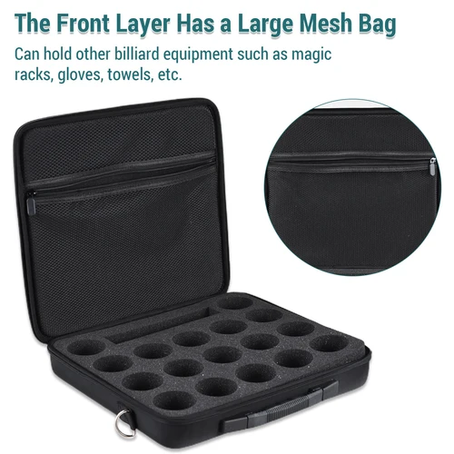 Imagen 2 del producto Bolsa de bolas de piscina negra americana, bolsa de almacenamiento de ocho bolas, funda de espuma de lona, puede contener 17 bolas americanas, accesorios de billar