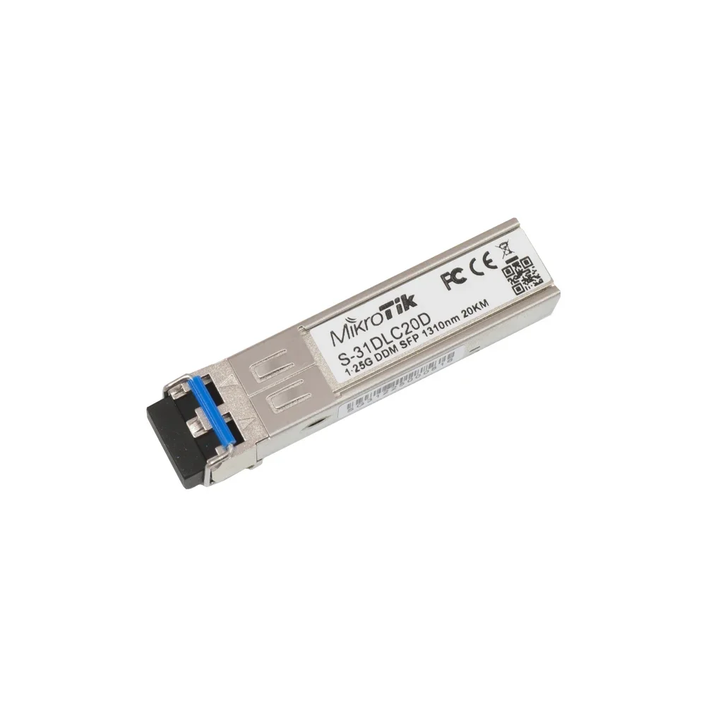 MikroTik S-31DLC20D SFP 1.25G Module 20KM Single Mode 1310nm Dual LC Connector, 20 Kilometer Single Mode Fiber Connections 1 PCS