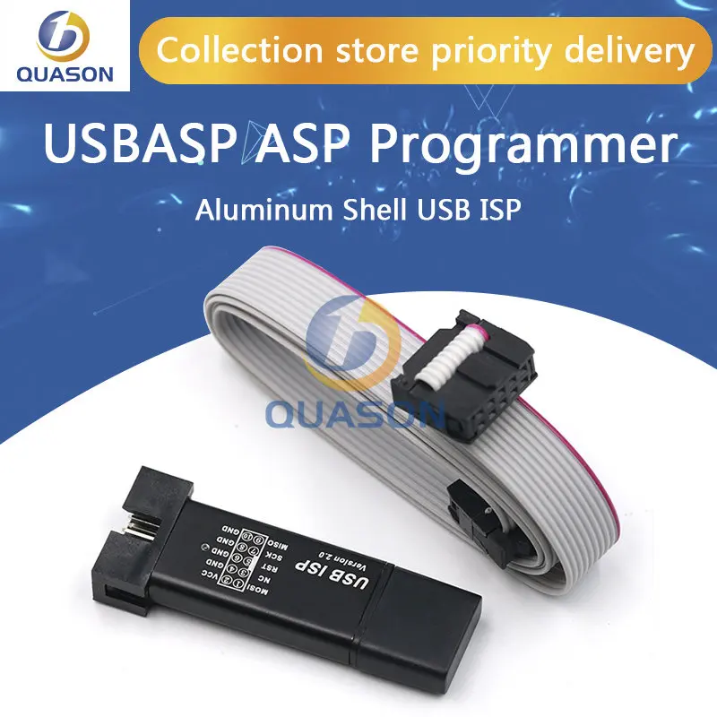 Aluminum shell USB ISP USBISP USBASP ASP Programmer for 51 ATMEL AVR WIN7 64 (Random color)