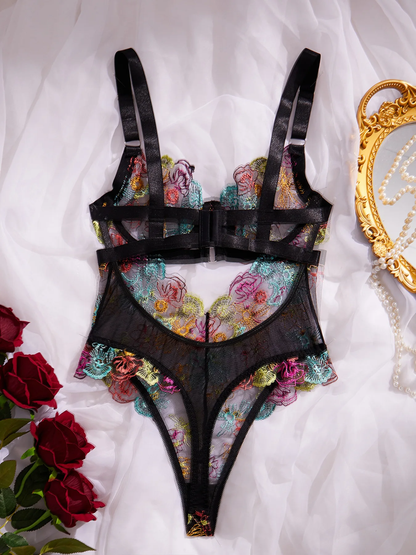 Ellolace Fancy Sexy Bodysuit Lace Coloured Embroidery Fantasy Body Onlyfans Sexy Tops Pure Desire Sheer Hot Night Lady Clothes