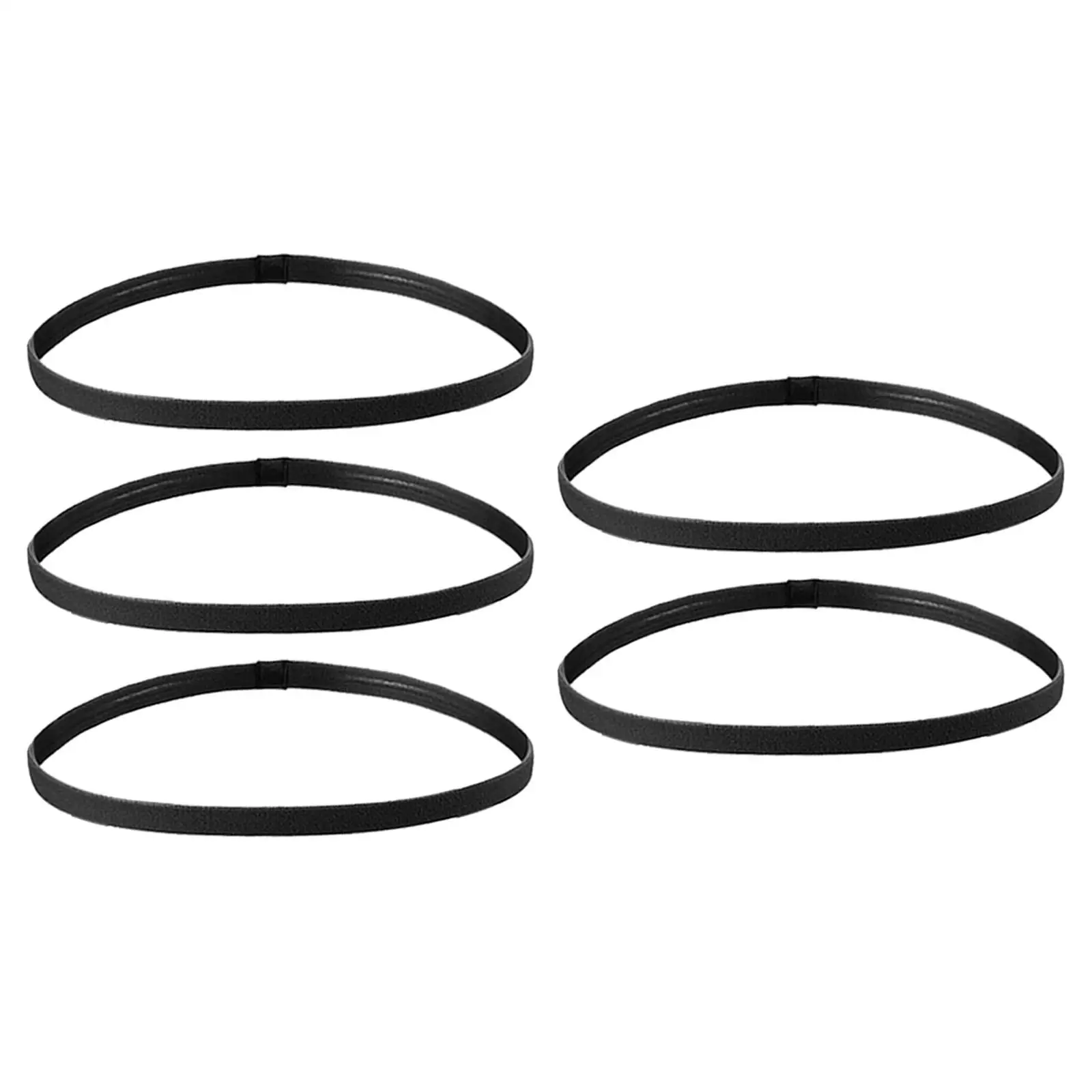 Diadema de entrenamiento elástica antideslizante de 5 piezas, banda para el sudor colorida, deporte para correr para mujeres, hombres, negro