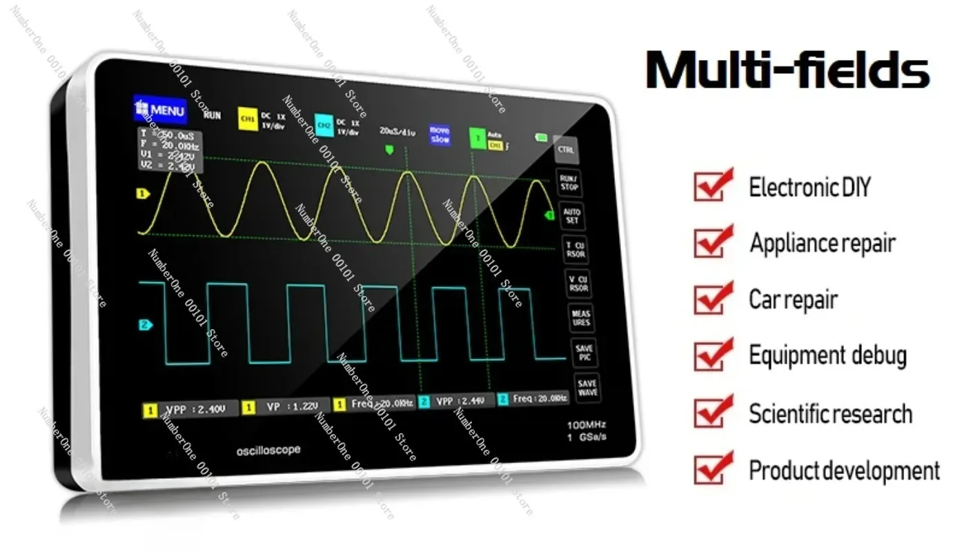 1013D Digital Storage Oscilloscope 2 Channel 100M Bandwidth 1GSa/s Sampling Rate Touch Screen Digital Tablet Oscilloscope