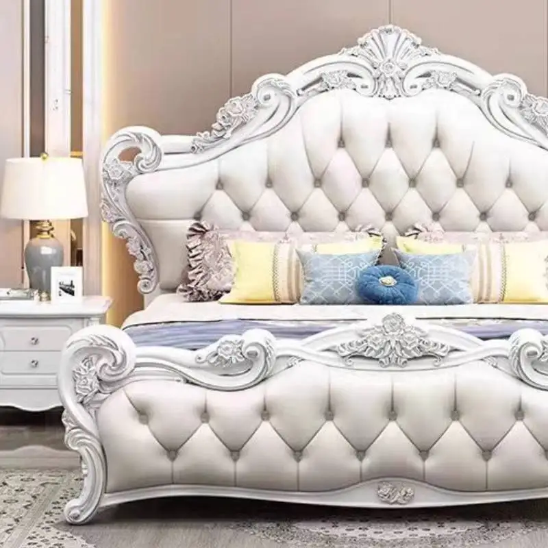 طاولة بجانب السرير، سرير مزدوج، ديكور غرف النوم، ألواح أمامية فاخرة، إطارات علوية للسرير المزدوج، أثاث منزلي من Queen Camas De Dormitorio #5