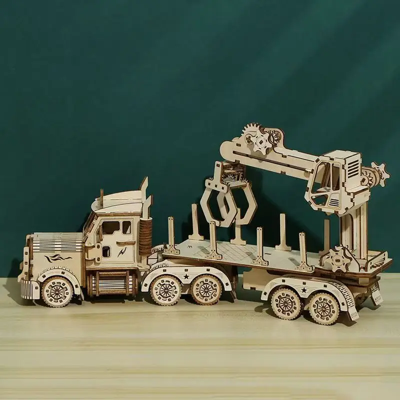 

Educational Toys 3D Wooden Puzzle Movable Crane Handmade Assembly Truck Model DIY Toys Decoration Gift for Kids Christmas Gift