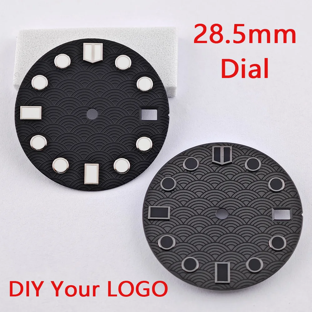 

28.5MM Single Calendar Watch Black/Red Dial Green Luminous Dial for NH35/NH36 Movement Accessories Watch Parts For Wristwatches