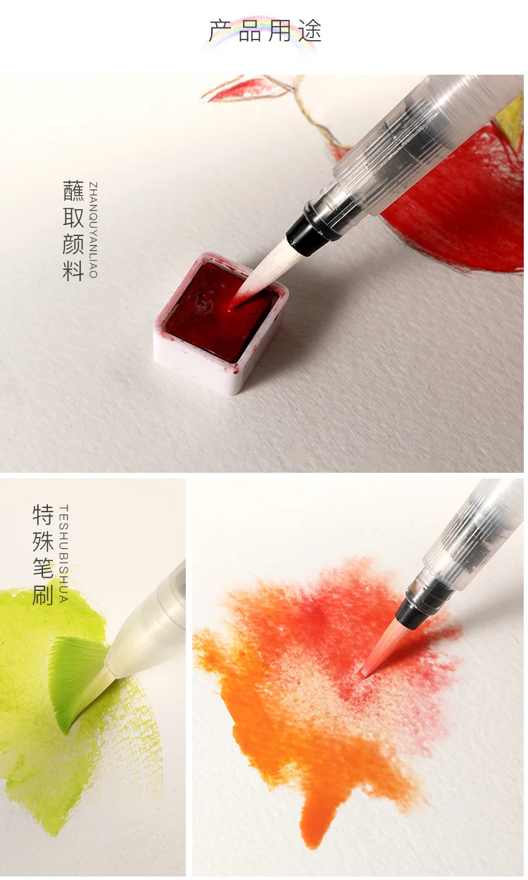

10pcs Refillable Watercolor Brush Pens Durable Plastic Artist Coloring Pencils for Painting Illustration Creative Use